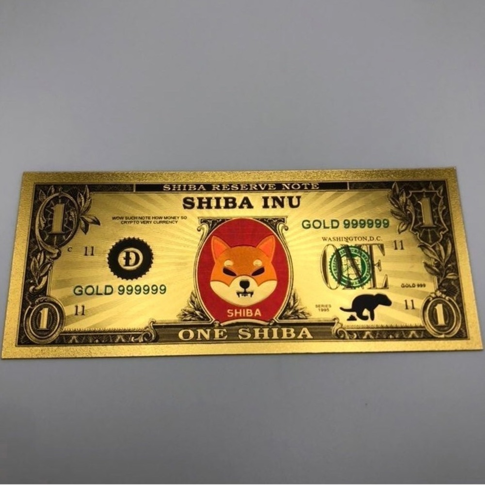 Gold Foil Plated Shiba Inu Coin (Cryptocurrency) Banknote